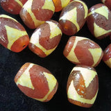3pcs Natural Tiger Tooth Red Agate Dzi retro golden red thick line amulet