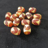 3pcs Natural Tiger Tooth Red Agate Dzi retro golden red thick line amulet