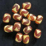 3pcs Natural Tiger Tooth Red Agate Dzi retro golden red thick line amulet