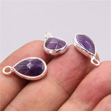 3pcs Purple Quartz Crystal Stone Water Drop Pendant for Women