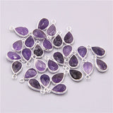 3pcs Purple Quartz Crystal Stone Water Drop Pendant for Women