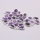 3pcs Purple Quartz Crystal Stone Water Drop Pendant for Women