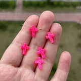 (3pcs/lot)Hot Pink Cross 9*12mm Opal Stone for Necklace