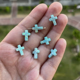 (3pcs/lot) Mint Cross Opal 9*12mm Drilled Hole Synthetic Opal Cross