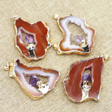 3pcs Natural Stone Agate Pendants Irregular Quartz Carnelian Charms