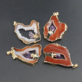 3pcs Natural Stone Agate Pendants Irregular Quartz Carnelian Charms
