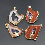 3pcs Natural Stone Agate Pendants Irregular Quartz Carnelian Charms