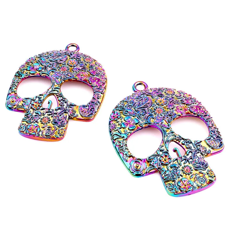 3pcs Rainbow Alloy Skeleton Charms for Necklace Jewelry Making