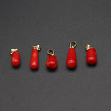 3pcs Red Coral Bead Pendant Water Drop Shape Charms for DIY Jewelry