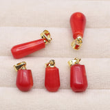 3pcs Red Coral Bead Pendant Water Drop Shape Charms for DIY Jewelry