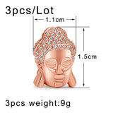 Religious Buddha Head Charm Spacer Beads Micro Pave Zirconia