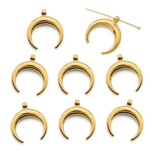 3pcs Stainless Steel DIY Moon Jewelry Findings 25x28mm Necklace Earring Pendant