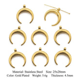 3pcs Stainless Steel DIY Moon Jewelry Findings 25x28mm Necklace Earring Pendant