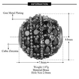 3pcs/lot CZ Pave Round Spacer Beads for Men Jewelry