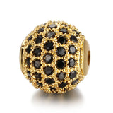 3pcs/lot CZ Pave Round Spacer Beads for Men Jewelry