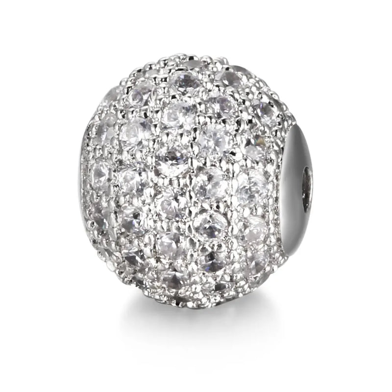 3pcs/lot CZ Pave Round Spacer Beads for Men Jewelry