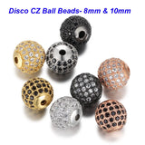 3pcs/lot CZ Pave Round Spacer Beads for Men Jewelry