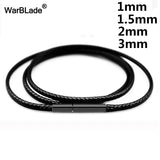 3pcs 1-3mm Leather Cord Necklace Wax Rope Stainless Steel Clasp DIY Jewelry