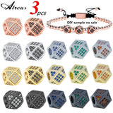 3pcs Polygon CZ Zircon Spacer Beads Geometric Charms DIY Bracelet Jewelry