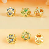 3pcs Polygon CZ Zircon Spacer Beads Geometric Charms DIY Bracelet Jewelry