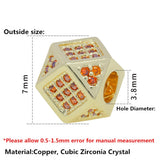 3pcs Polygon CZ Zircon Spacer Beads Geometric Charms DIY Bracelet Jewelry