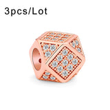 3pcs Polygon CZ Zircon Spacer Beads Geometric Charms DIY Bracelet Jewelry