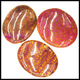 3pcs Natural Crack Agate Stone Pendants Oval Shape Jewelry