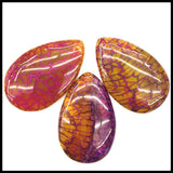 3pcs Natural Crack Agate Stone Pendants Oval Shape Jewelry