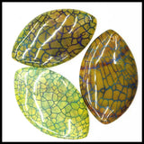 3pcs Natural Crack Agate Stone Pendants Oval Shape Jewelry