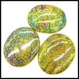 3pcs Natural Crack Agate Stone Pendants Oval Shape Jewelry