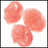 3pcs Natural Gems Stone Pendants Carving Flower Cherry Quartz Aventurine 33x47mm