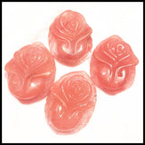 3pcs Natural Gems Stone Pendants Carving Flower Cherry Quartz Aventurine 33x47mm