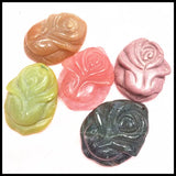 3pcs Natural Gems Stone Pendants Carving Flower Cherry Quartz Aventurine 33x47mm