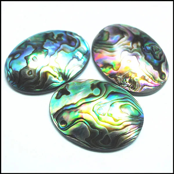 3pcs Natural Sea Abalone Shell Cabochons 30x40mm Charms Pendants