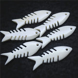 3pcs Fish Carved Bone Beads 40mm DIY Accessories Charm Pendants Making