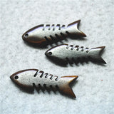 3pcs Fish Carved Bone Beads 40mm DIY Accessories Charm Pendants Making