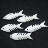 3pcs Fish Carved Bone Beads 40mm DIY Accessories Charm Pendants Making