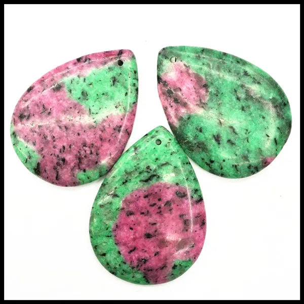 3pcs Nature Epidote Stone Pendants for DIY Necklace