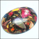 3pcs Green Stone Cabochons w/ Gold Natural Gem CABS 30x40mm Oval Shape