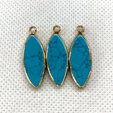 3pcs Oval Mixed Agate Crystal Turquoise Stone Pendant Jewelry Making