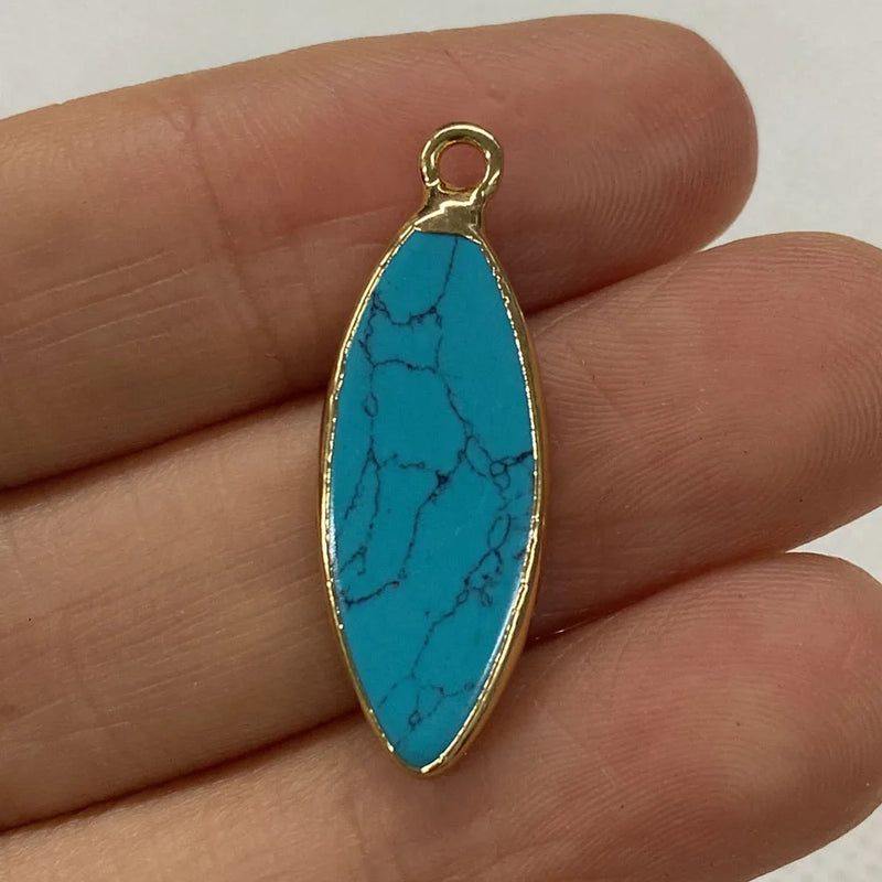 3pcs Oval Mixed Agate Crystal Turquoise Stone Pendant Jewelry Making