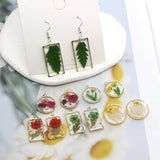 3pcs Eternal Dried Flowers Resin Charms Vintage Leaf Earrings