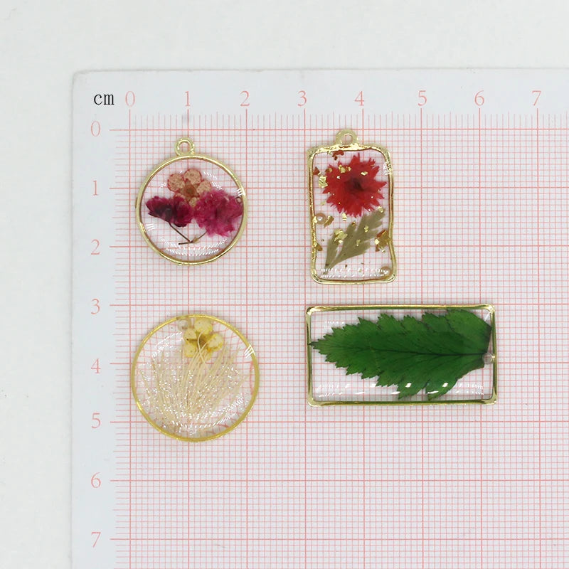 3pcs Eternal Dried Flowers Resin Charms Vintage Leaf Earrings