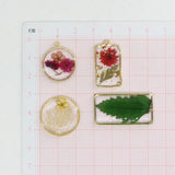 3pcs Eternal Dried Flowers Resin Charms Vintage Leaf Earrings