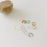 Korea Transparent Geometric Round Ear Cuff Stackable C-shape Ear Clip Earrings