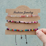 3pcs/set 4mm Natural Stone Adjustable Braid Bracelet Agat Jaspers Bead Bracelets