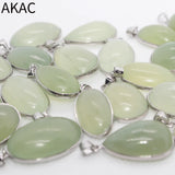 3pc Natural Green Prehnite Copper Pendant Set