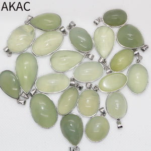 3pc Natural Green Prehnite Copper Pendant Set