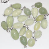 3pc Natural Green Prehnite Copper Pendant Set