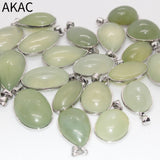 3pc Natural Green Prehnite Copper Pendant Set